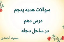 نمونه سوالات هدیه پنجم درس دهم در ساحل دجله