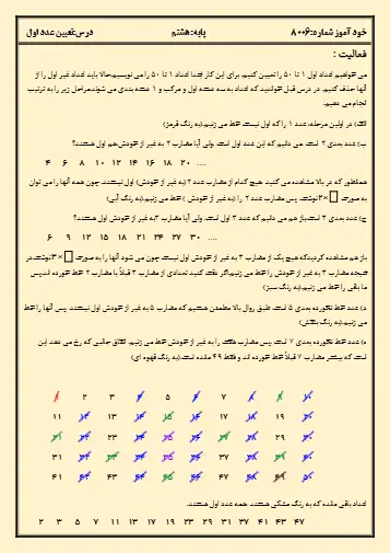 تمرین و فعالیت های فصل ۲ ریاضی هشتم